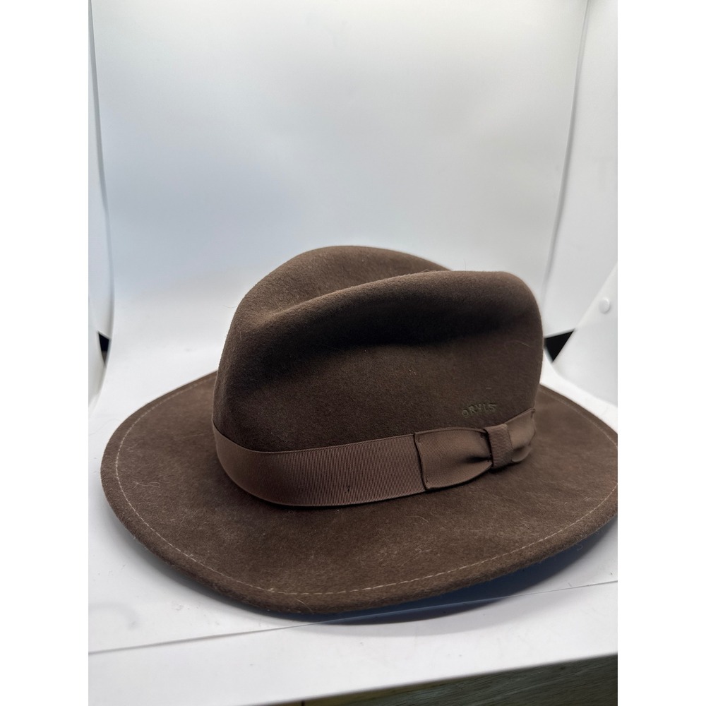 Orvis LiteFelt Brown Wool Fedora Hat Packable Water Repellent Made in USA Large